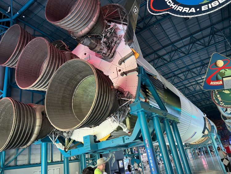 Cruise Shore Excursion Shorts - Kennedy Space Center Apollo Center - Apollo Saturn 5 Rocket Display