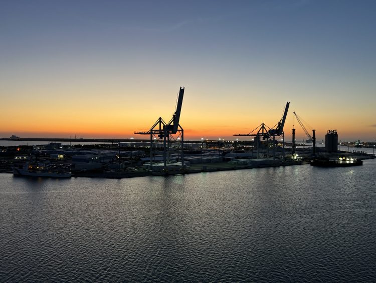 Cruise Port Shorts - Sunrise at the Port Canaveral Florida Cruise Ship Port