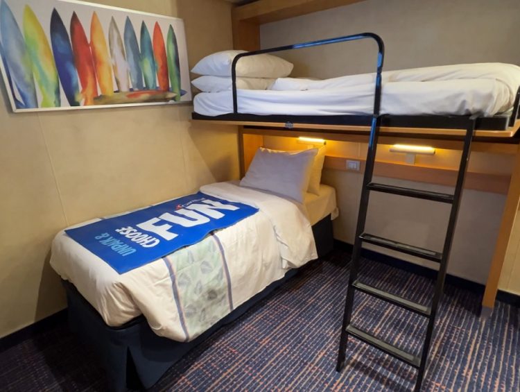 Cruise Ship Cabin Tours - Carnival Elation Cruise Ship Upper/Lower Cabin E185 Tour and Review