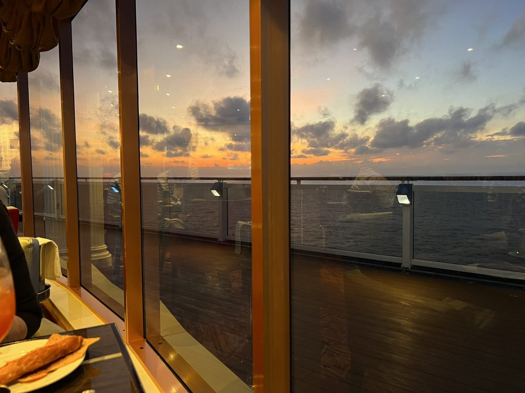 The view from Carnival Cruise Lines's Fahrenheit 555 Steakhouse